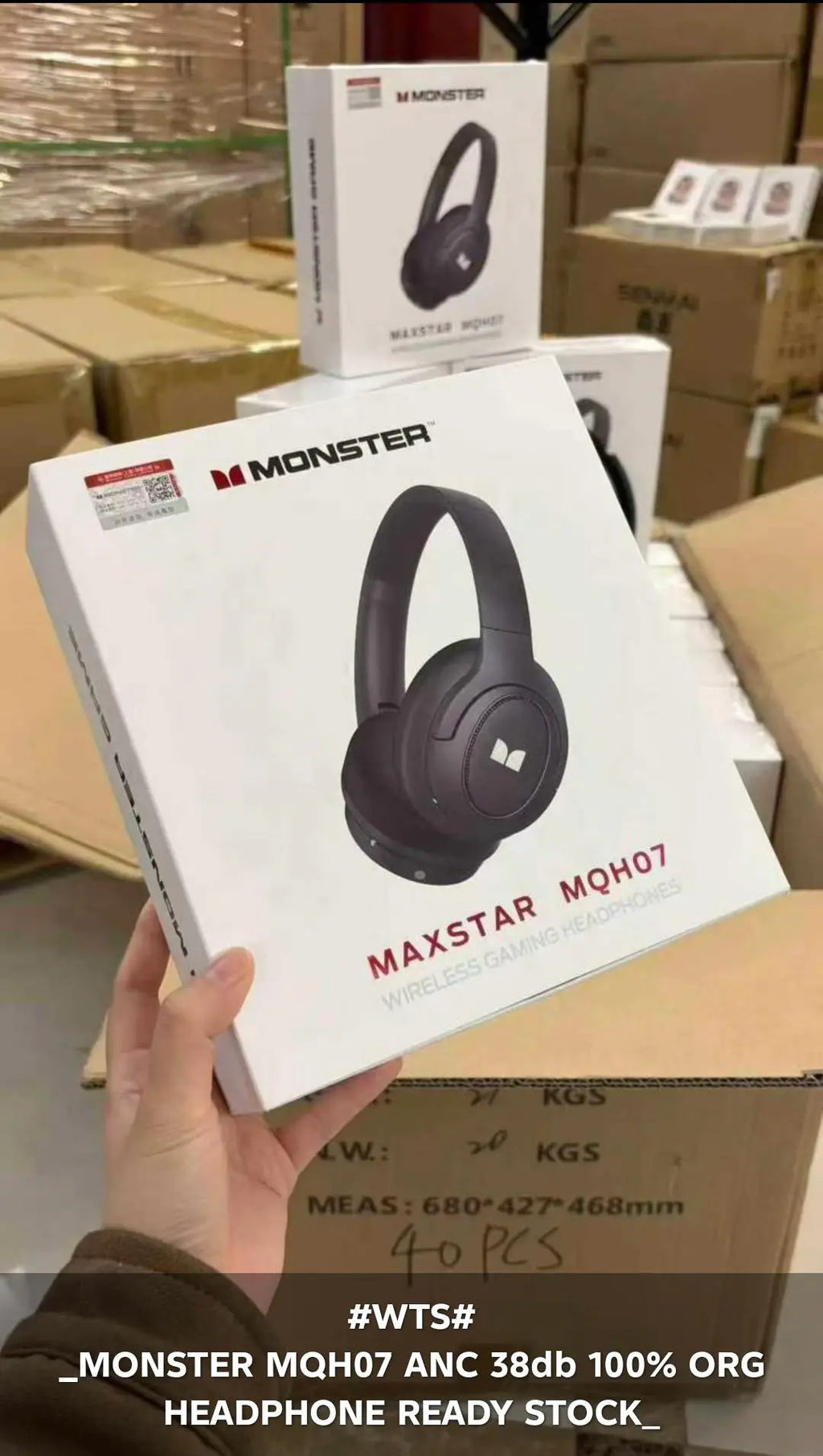 Monster MQH07 Wireless ANC Headphones – 38dB Noise Cancellation | Gaming & Music (Black) NextGad