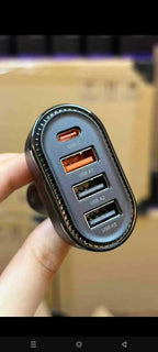LISEN 4-Port Car Charger – Fast Charging USB-C + 3 USB | Multi Device Car Adapter NextGad