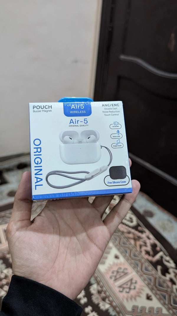 Air-5 Wireless Earbuds – ANC/ENC Noise Reduction | Touch Control | HD Sound (With Silicone Case) NextGad