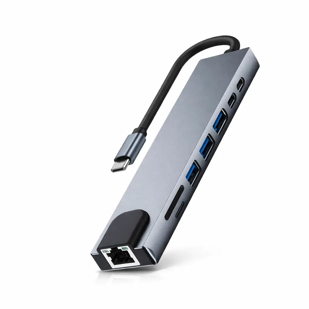 8-in-1 USB-C Hub Adapter – 4K HDMI | USB 3.0 | SD/TF | RJ45 | Fast Charging Dock Premium Quality NextGad